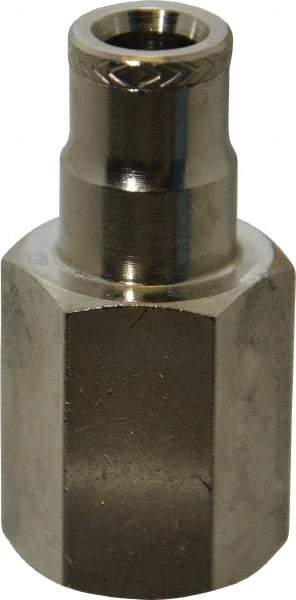 Norgren - 1/4 NPTF, Nickel Plated Brass Push-to-Connect Tube Female Connector - 260 Max psi, Tube to Male NPT Connection - Eagle Tool & Supply