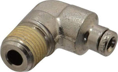 Norgren - 1/8 NPTF, Nickel Plated Brass Push-to-Connect Tube Male Elbow - 260 Max psi, Tube to Male NPT Connection - Eagle Tool & Supply