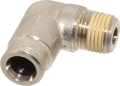 Norgren - 1/8 NPTF, Nickel Plated Brass Push-to-Connect Tube Male Elbow - 260 Max psi, Tube to Male NPT Connection - Eagle Tool & Supply