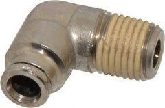 Norgren - 1/4 NPTF, Nickel Plated Brass Push-to-Connect Tube Male Elbow - 260 Max psi, Tube to Male NPT Connection - Eagle Tool & Supply