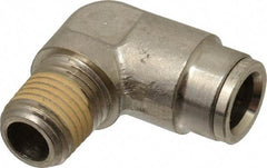 Norgren - 1/4 NPTF, Nickel Plated Brass Push-to-Connect Tube Male Elbow - 260 Max psi, Tube to Male NPT Connection - Eagle Tool & Supply