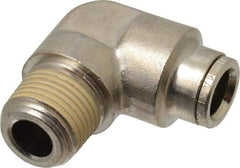 Norgren - 3/8 NPTF, Nickel Plated Brass Push-to-Connect Tube Male Elbow - 260 Max psi, Tube to Male NPT Connection - Eagle Tool & Supply