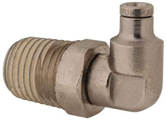 Norgren - 1/4 NPTF, Nickel Plated Brass Push-to-Connect Tube Male Swivel Elbow - 260 Max psi, Tube to Male NPT Connection - Eagle Tool & Supply