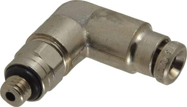 Norgren - 10-32 UNF, Nickel Plated Brass Push-to-Connect Tube Male Swivel Elbow - 260 Max psi, Tube to Male UNF Connection - Eagle Tool & Supply