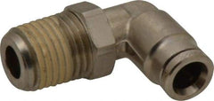 Norgren - 1/4 NPTF, Nickel Plated Brass Push-to-Connect Tube Male Swivel Elbow - 260 Max psi, Tube to Male NPT Connection - Eagle Tool & Supply