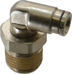 Norgren - 3/8 NPTF, Nickel Plated Brass Push-to-Connect Tube Male Swivel Elbow - 260 Max psi, Tube to Male NPT Connection - Eagle Tool & Supply