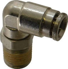Norgren - 1/4 NPTF, Nickel Plated Brass Push-to-Connect Tube Male Swivel Elbow - 260 Max psi, Tube to Male NPT Connection - Eagle Tool & Supply