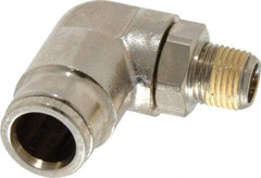 Norgren - 1/8 NPTF, Nickel Plated Brass Push-to-Connect Tube Male Swivel Elbow - 260 Max psi, Tube to Male NPT Connection - Eagle Tool & Supply