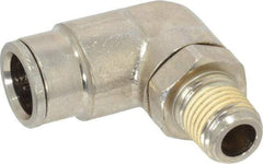 Norgren - 1/4 NPTF, Nickel Plated Brass Push-to-Connect Tube Male Swivel Elbow - 260 Max psi, Tube to Male NPT Connection - Eagle Tool & Supply
