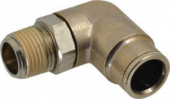 Norgren - 3/8 NPTF, Nickel Plated Brass Push-to-Connect Tube Male Swivel Elbow - 260 Max psi, Tube to Male NPT Connection - Eagle Tool & Supply