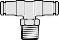 Norgren - 3/8 NPTF, Nickel Plated Brass Push-to-Connect Tube Male Swivel Branch Tee - 260 Max psi, Tube to Male NPT Connection - Eagle Tool & Supply