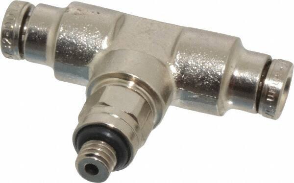 Norgren - 10-32 UNF, Nickel Plated Brass Push-to-Connect Tube Male Swivel Branch Tee - 260 Max psi, Tube to Male UNF Connection - Eagle Tool & Supply