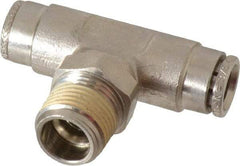Norgren - 3/8 NPTF, Nickel Plated Brass Push-to-Connect Tube Male Swivel Branch Tee - 260 Max psi, Tube to Male NPT Connection - Eagle Tool & Supply
