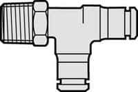Norgren - 10-32 UNF, Nickel Plated Brass Push-to-Connect Male Swivel Run Tee - 260 Max psi, Tube to Male UNF Connection - Eagle Tool & Supply
