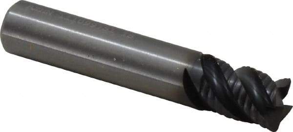 Kennametal - 3/8" Diam, 1/2" LOC, 4 Flute Solid Carbide 0.03" Corner Radius Roughing End Mill - AlTiN Finish, 2" OAL, 3/8" Shank Diam, Single End, Centercutting, 40° Helix - Eagle Tool & Supply
