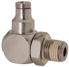 Norgren - 1/8 NPTF, Nickel Plated Brass Push-to-Connect Tube Banjo Elbow - 260 Max psi, Tube to Male Connection - Eagle Tool & Supply