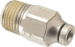 Norgren - 1/8" Outside Diam, 1/8 BSPT, Nickel Plated Brass Push-to-Connect Tube Male Connector - 260 Max psi, Tube to Male Connection - Eagle Tool & Supply