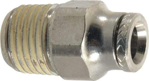 Norgren - 1/4" Outside Diam, 1/4 BSPT, Nickel Plated Brass Push-to-Connect Tube Male Connector - 260 Max psi, Tube to Male Connection - Eagle Tool & Supply