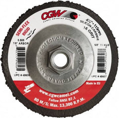 Camel Grinding Wheels - 4-1/2" Diam 5/8-11 Threaded Hole 16 Grit Fiber Disc - Coarse Grade, Silicon Carbide, 13,300 Max RPM - Eagle Tool & Supply