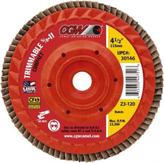Camel Grinding Wheels - 60 Grit, 6" Disc Diam, 5/8-11 Center Hole, Compact Ceramic Flap Disc - 10,200 Max RPM, Cloth Backing, Arbor Attaching System, Coated - Eagle Tool & Supply