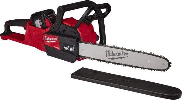 Milwaukee Tool - 18 Volt, Battery Powered Chainsaw - 16" Guide Bar Length, 6,600 RPM, 3/8" Chain Pitch, 0.043" Chain Gauge - Eagle Tool & Supply