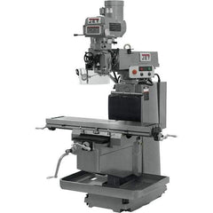 Jet - 12" Table Width x 54" Table Length, Variable Speed Pulley Control, 3 Phase Knee Milling Machine - NT40 Spindle Taper, 5 hp - Eagle Tool & Supply