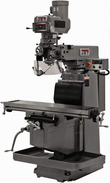 Jet - 12" Table Width x 54" Table Length, Variable Speed Pulley Control, 3 Phase Knee Milling Machine - R8 Spindle Taper, 5 hp - Eagle Tool & Supply