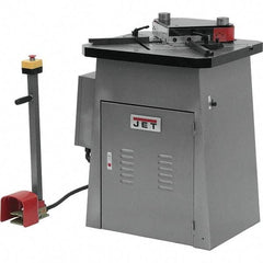 Jet - 7-3/4 x 7-3/4" Notching Dimension, Metal Notcher - 50" Stroke, 4mm Max Mild Steel Capacity, 9 Ton Load Capacity, 27-1/2" Table Width x 23-3/4" Table Depth - Eagle Tool & Supply