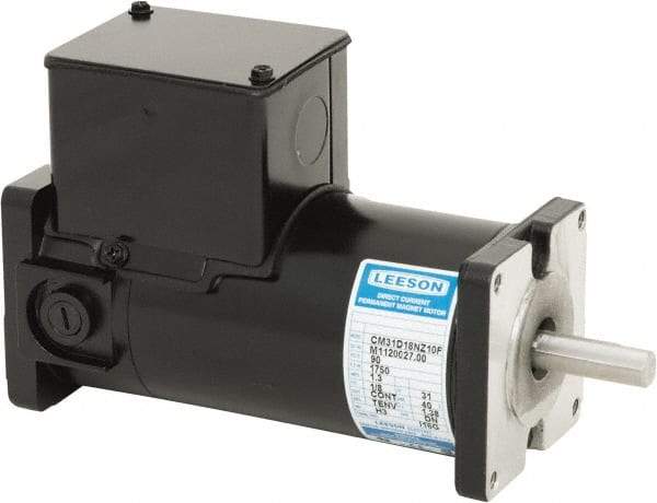 Leeson - 1/4 Max hp, 3,500 Max RPM, DC Electric AC DC Motor - 115 V Input, 31GS Frame, Square Flange Mount, TENV Enclosure - Eagle Tool & Supply