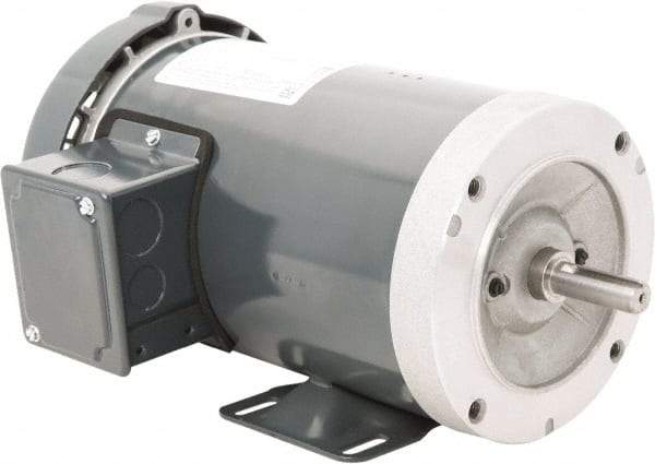 Leeson - 1 Max hp, 1,800 Max RPM, Premium Efficient Electric AC DC Motor - 230/460 V Input, Three Phase, 56C Frame, C-Face with Base Mount, TEFC Enclosure - Eagle Tool & Supply