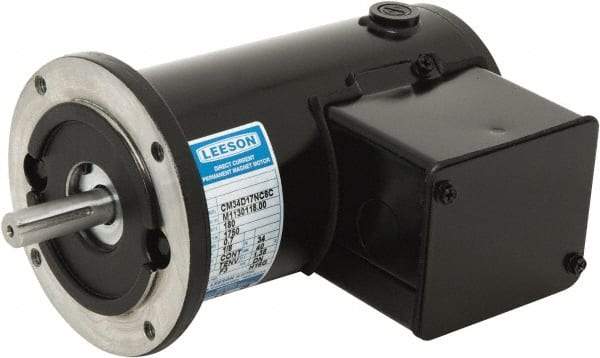 Leeson - 1/8 Max hp, 1,750 Max RPM, Permanent Magnet DC Motors Electric AC DC Motor - 230 V Input, 34D42CZ Frame, C-Face Mount, TENV Enclosure - Eagle Tool & Supply