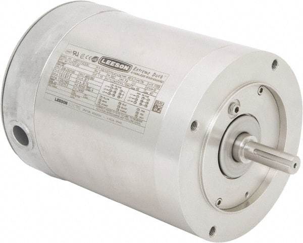 Leeson - 1/2 Max hp, 1,800 Max RPM, Electric AC DC Motor - 230/460 V Input, Three Phase, 56C Frame, C-Face Mount, TENV Enclosure - Eagle Tool & Supply