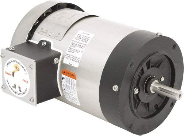 Leeson - 1 Max hp, 1,800 Max RPM, Premium Efficient Electric AC DC Motor - 230/460 V Input, Three Phase, 56C Frame, C-Face Mount, TEFC Enclosure - Eagle Tool & Supply