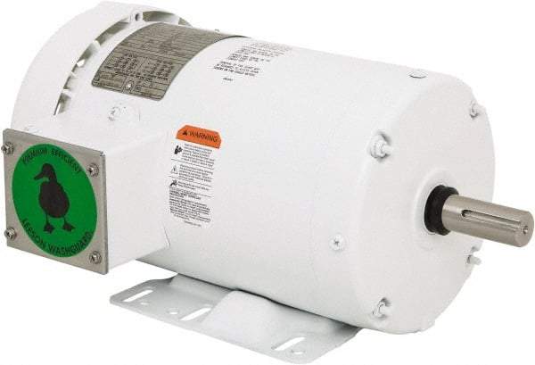 Leeson - 2 Max hp, 1,800 Max RPM, Premium Efficient Electric AC DC Motor - 230/460 V Input, Three Phase, 145T Frame, Rigid Base Mount, TEFC Enclosure - Eagle Tool & Supply