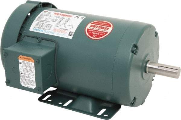 Leeson - 3 Max hp, 3,600 Max RPM, Premium Efficient Electric AC DC Motor - 230/460 V Input, Three Phase, 145T Frame, Rigid Base Mount, TEFC Enclosure - Eagle Tool & Supply