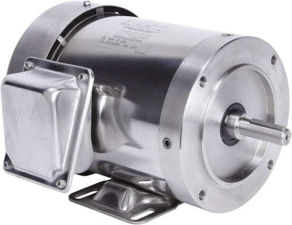 Leeson - 1-1/2 Max hp, 1,800 Max RPM, Premium Efficient Electric AC DC Motor - 230/460 V Input, Three Phase, 56HC Frame, C-Face with Base Mount, TEFC Enclosure - Eagle Tool & Supply