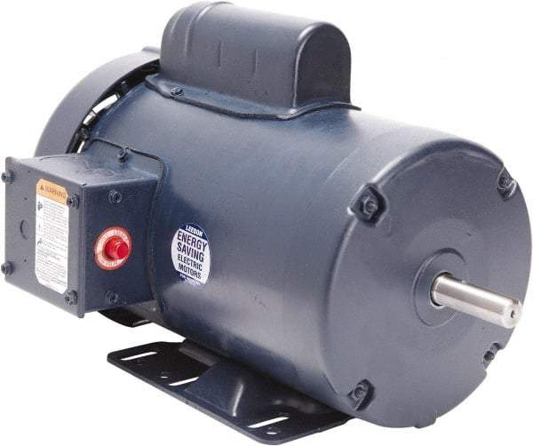 Leeson - 1/2 Max hp, 1,800 Max RPM, Capacitor Start Electric AC DC Motor - 115/230 V Input, Single Phase, S56C Frame, C-Face Mount, TEFC Enclosure - Eagle Tool & Supply