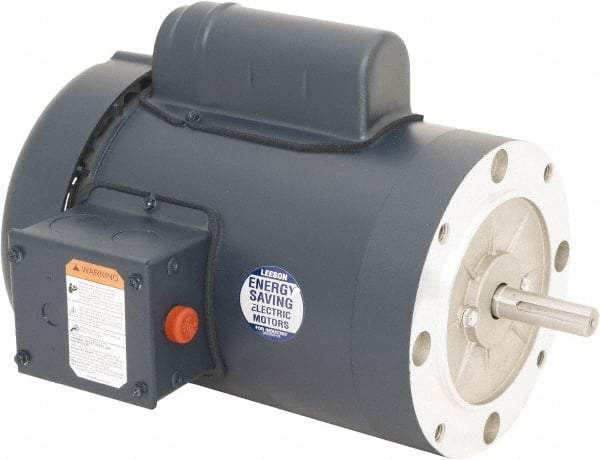 Leeson - 3/4 Max hp, 1,500 Max RPM, Electric AC DC Motor - 110/220 V Input, Single Phase, 56C Frame, C-Face Mount, TEFC Enclosure - Eagle Tool & Supply