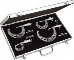Starrett - Mechanical Outside Micrometer Sets Minimum Measurement (Inch): 0 Maximum Measurement (Inch): 4 - Eagle Tool & Supply