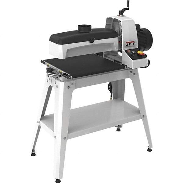 Jet - 5" Diam x 16" Long, Single Phase Floor Drum Sanding Machine - 2-3/8" Sanding Depth, 1/32 to 3" Thick x 32" Wide Workpiece, 0 to 10 SFPM Workpiece Rate - Eagle Tool & Supply