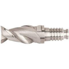 Kennametal - 20mm Mill Diam, 30mm LOC, 68.9mm OAL, 2 Flute Square End Mill Head - Duo-Lock 20 Connection, Solid Carbide, Uncoated, Right Hand Flute, Spiral Flute, Centercutting, 45° Helix, Series ABDF - Eagle Tool & Supply