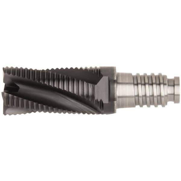 Kennametal - 3/4" Diam, 1-1/8" LOC, 4 Flute, 0.5mm Corner Chamfer End Mill Head - Solid Carbide, AlTiN Finish, Duo-Lock 20 Connection, Spiral Flute, 20° Helix, Centercutting - Eagle Tool & Supply