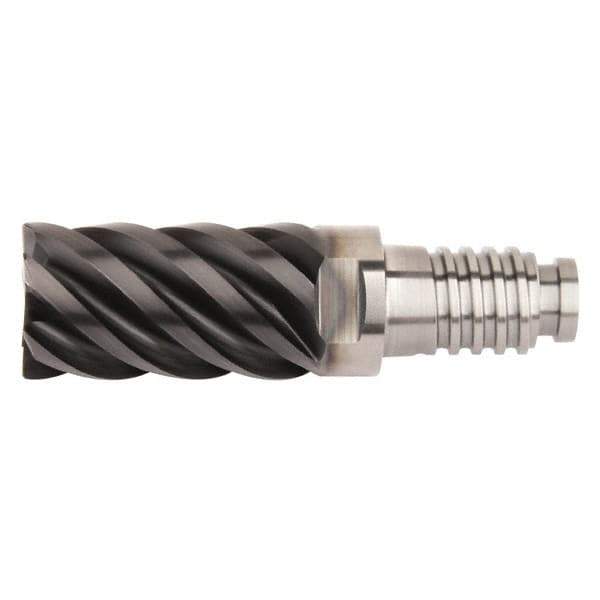 Kennametal - 10mm Diam, 15mm LOC, 6 Flute, 0.5mm Corner Radius End Mill Head - Solid Carbide, AlTiN Finish, Duo-Lock 10 Connection, Spiral Flute, 45° Helix, Centercutting - Eagle Tool & Supply