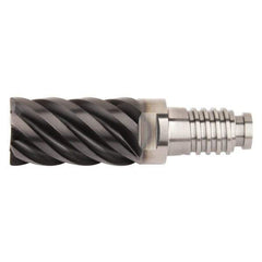 Kennametal - 3/8" Diam, 9/16" LOC, 6 Flute, 0.381mm Corner Radius End Mill Head - Solid Carbide, AlTiN Finish, Duo-Lock 12 Connection, Spiral Flute, 45° Helix, Centercutting - Eagle Tool & Supply