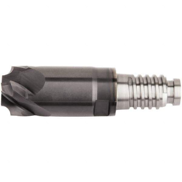 Kennametal - 10mm Diam, 1.5mm LOC, 4 Flute, 1.5mm Corner Radius End Mill Head - Solid Carbide, AlTiN Finish, Duo-Lock 10 Connection, Spiral Flute, 0° Helix - Eagle Tool & Supply