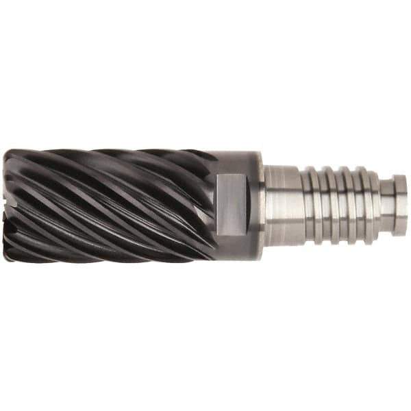 Kennametal - 12mm Diam, 18mm LOC, 9 Flute, 0.5mm Corner Radius End Mill Head - Solid Carbide, AlTiN Finish, Duo-Lock 12 Connection, Spiral Flute, 36° Helix - Eagle Tool & Supply