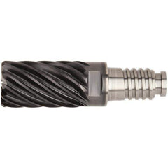 Kennametal - 12mm Diam, 18mm LOC, 9 Flute, 0.5mm Corner Radius End Mill Head - Solid Carbide, AlTiN Finish, Duo-Lock 12 Connection, Spiral Flute, 36° Helix - Eagle Tool & Supply