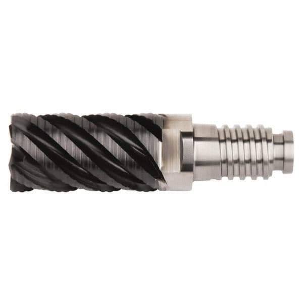 Kennametal - 10mm Diam, 15mm LOC, 4 Flute, 0.5mm Corner Radius End Mill Head - Solid Carbide, AlTiN Finish, Duo-Lock 10 Connection, Spiral Flute, 45° Helix, Centercutting - Eagle Tool & Supply