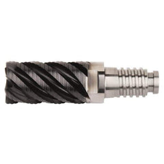 Kennametal - 12mm Diam, 18mm LOC, 4 Flute, 0.75mm Corner Radius End Mill Head - Solid Carbide, AlTiN Finish, Duo-Lock 12 Connection, Spiral Flute, 45° Helix, Centercutting - Eagle Tool & Supply