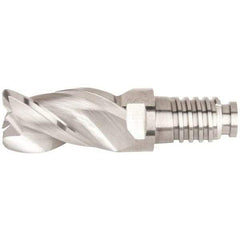 Kennametal - 10mm Diam, 15mm LOC, 3 Flute, 0.5mm Corner Radius End Mill Head - Solid Carbide, Uncoated, Duo-Lock 10 Connection, Spiral Flute, 38° Helix, Centercutting - Eagle Tool & Supply